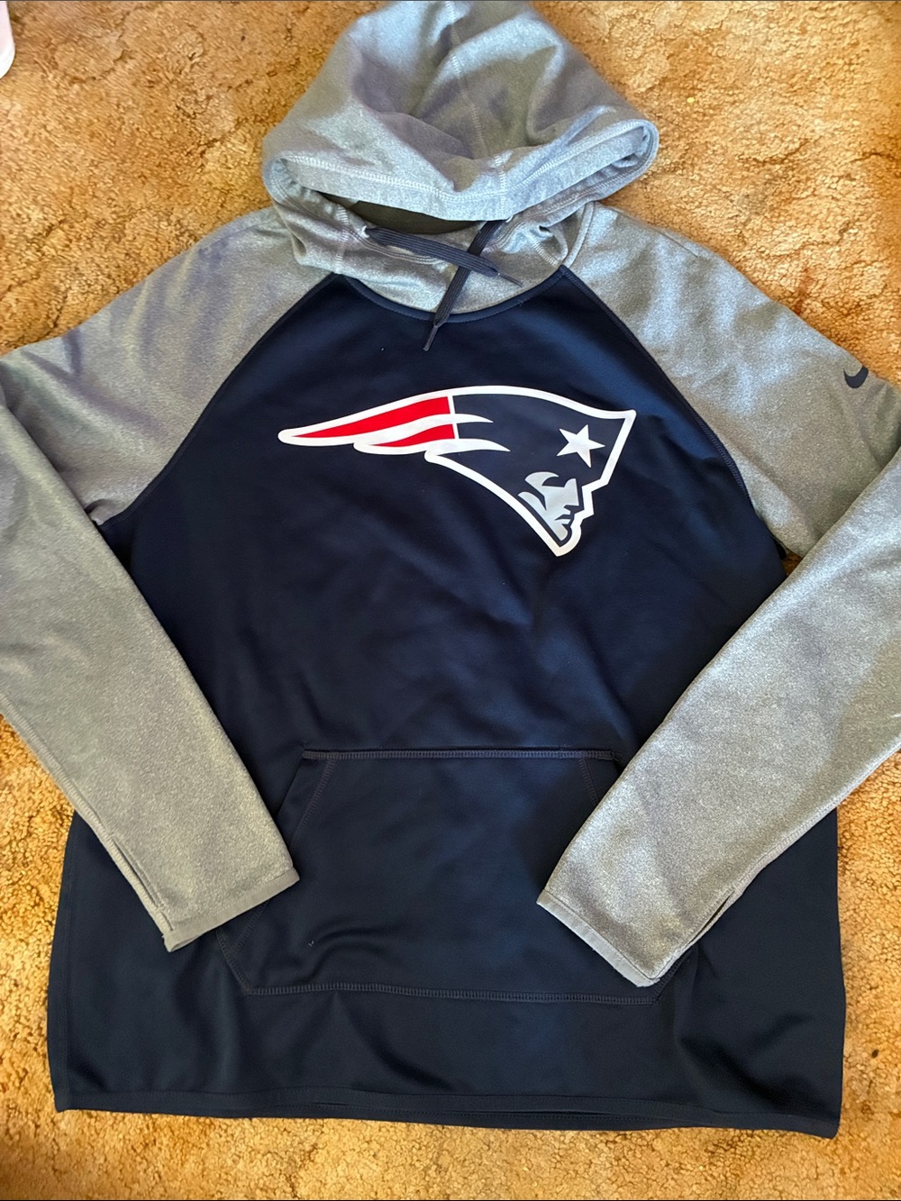 Nike Navy and Gray New England Patriots Pullover Hoodie